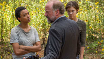 Sasha (Sonequa Martin-Green), Gregory (Xander Berkeley) and Maggie Greene (Lauren Cohan) in Episode 5Photo by Gene Page/AMC