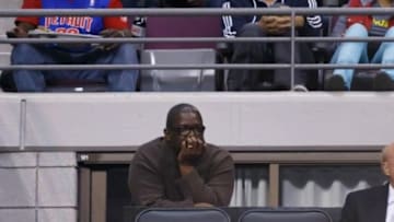 Mar 15, 2014; Auburn Hills, MI, USA; Detroit Pistons general manager Joe Dumars during the game against the Indiana Pacers at The Palace of Auburn Hills. Mandatory Credit: Rick Osentoski-USA TODAY Sports