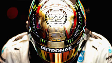 ABU DHABI, UNITED ARAB EMIRATES - NOVEMBER 24: Lewis Hamilton of Great Britain and Mercedes GP prepares to drive in the garage during practice for the Abu Dhabi Formula One Grand Prix at Yas Marina Circuit on November 24, 2017 in Abu Dhabi, United Arab Emirates. (Photo by Mark Thompson/Getty Images)