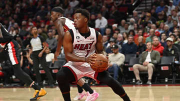 Kyle Lowry #7 of the Miami Heat in action during the first quarter against the Portland Trail Blazers (Photo by Alika Jenner/Getty Images)