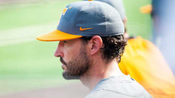 Tennessee head coach Tony Vitello during game two of the Knoxville Super Regional between the Tennessee Volunteers and the LSU Tigers held at Lindsey Nelson Stadium on Sunday, June 13, 2021.Kns Ut Vs Lsu Baseball Supers Bp
