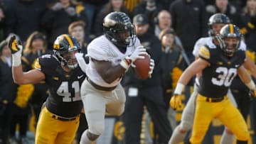 IOWA CITY, IOWA - NOVEMBER 18: Running back D.J. Knox