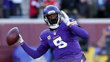 Jan 10, 2016; Minneapolis, MN, USA; Minnesota Vikings quarterback Teddy Bridgewater (5) warms up before a NFC Wild Card playoff football game against the Seattle Seahawks at TCF Bank Stadium. Mandatory Credit: Brad Rempel-USA TODAY Sports