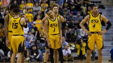 COLUMBIA, MO - FEBRUARY 19: Missouri Tigers guard Xavier Pinson (1) and his teammates react to be called for a technical foul during the SEC regular season matchup between the Missouri Tigers and the Kentucky Wildcats on Tuesday February 19, 2019 at Mizzou Arena in Columbia, MO. (Photo by Nick Tre. Smith/Icon Sportswire via Getty Images)
