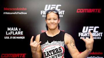RIO DE JANEIRO, BRAZIL - MARCH 19: UFC Bantamweight Fighter Shayna Baszler of the US poses during the Ultimate Media Day at the Pestana Hotel on March 19, 2015 in Rio de Janeiro, Brazil. (Photo by Buda Mendes/Zuffa LLC/Zuffa LLC via Getty Images)