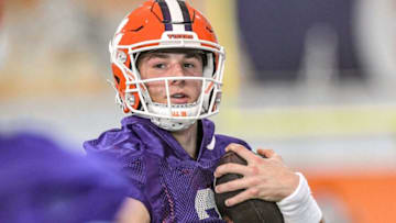 Clemson quarterback Cade Klubnik (2) during Spring practice in Clemson, S.C. Wednesday, March 2, 2022.Clemson Spring Football Practice March 2