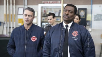 "Light Things Up" Episode 819 -- Pictured: (l-r) Taylor Kinney as Kelly Severide, Alberto Rosende as Blake Gallo, Eamonn Walker as Wallace Boden, Miranda Rae Mayo as Stella Kidd -- (Photo by: Adrian Burrows/NBC)