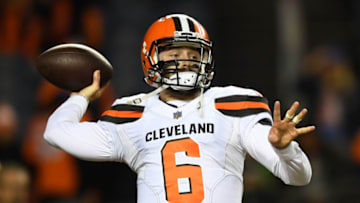 DENVER, CO - DECEMBER 15: Quarterback Baker Mayfield #6 of the Cleveland Browns warms up before a game against the Denver Broncos at Broncos Stadium at Mile High on December 15, 2018 in Denver, Colorado. (Photo by Dustin Bradford/Getty Images)