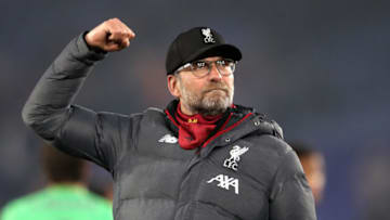 LEICESTER, ENGLAND - DECEMBER 26: Jurgen Klopp, Manager of Liverpool celebrates victory after the Premier League match between Leicester City and Liverpool FC at The King Power Stadium on December 26, 2019 in Leicester, United Kingdom. (Photo by Alex Pantling/Getty Images)