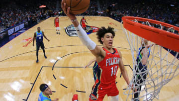 Jaxson Hayes #10 of the New Orleans Pelicans dunks (Photo by Jonathan Bachman/Getty Images)