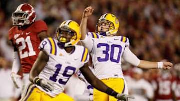 TUSCALOOSA, AL - NOVEMBER 05: Drew Alleman #30 of the LSU Tigers against the Alabama Crimson Tide at Bryant-Denny Stadium on November 5, 2011 in Tuscaloosa, Alabama. (Photo by Kevin C. Cox/Getty Images)