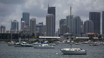 MIAMI, FL - JULY 14: The Miami skyline is seen on July 14, 2017 in Miami, Florida. (Photo by Joe Raedle/Getty Images)
