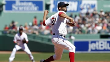 Apr 21, 2016; Boston, MA, USA; Boston Red Sox starting pitcher David Price (24) throws a pitch against the Tampa Bay Rays in the first inning at Fenway Park. Mandatory Credit: David Butler II-USA TODAY Sports