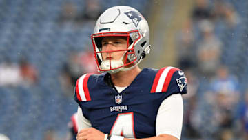 Bailey Zappe's release has clear ties to Tom Brady and Jimmy Garoppolo. Mandatory Credit: Eric Canha-USA TODAY Sports