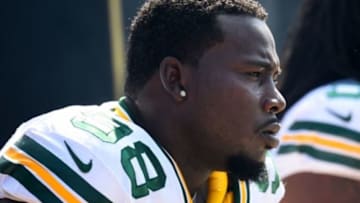 Sep 28, 2014; Chicago, IL, USA; Green Bay Packers nose tackle Letroy Guion (98) during the first half at Soldier Field. Mandatory Credit: Mike DiNovo-USA TODAY Sports