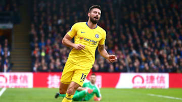 LONDON, ENGLAND - DECEMBER 30: Olivier Giroud of Chelsea reacts to having his goal dissallowed during the Premier League match between Crystal Palace and Chelsea FC at Selhurst Park on December 30, 2018 in London, United Kingdom. (Photo by Jordan Mansfield/Getty Images)