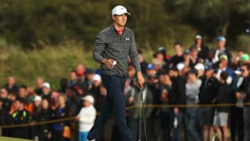 SOUTHPORT, ENGLAND - JULY 22: Jordan Spieth of the United States acknowledges the crowd during the third round of the 146th Open Championship at Royal Birkdale on July 22, 2017 in Southport, England. (Photo by Christian Petersen/Getty Images)
