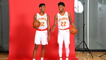 De'Andre Hunter #12 and Cam Reddish #22 of the Atlanta Hawks (Photo by Scott Cunningham/NBAE via Getty Images)