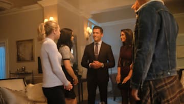 Riverdale -- "Chapter Sixteen: The Watcher in the Woods" -- Image Number: RVD203a_0050b -- Pictured (L-R): Lili Reinhart as Betty Cooper, Camila Mendes as Veronica, Mark Consuelos as Hiram Lodge, Marisol Nichols as Hermione Lodge and Cole Sprouse as Jughead -- Photo: Bettina Strauss /The CW -- ÃÂ© 2017 The CW Network. All Rights Reserved
