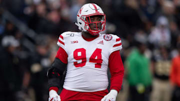 WEST LAFAYETTE, IN - NOVEMBER 02: Nebraska Cornhuskers defensive lineman Khalil Davis (94) looks to the sidelines during the college football game between the Purdue Boilermakers and Nebraska Cornhuskers on November 2, 2019, at Ross-Ade Stadium in West Lafayette, IN. (Photo by Zach Bolinger/Icon Sportswire via Getty Images)