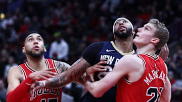 CHICAGO, USA - NOVEMBER 4: Anthony Davis (23) of New Orleans Pelicans in action during an NBA Game between Chicago Bulls and New Orleans Pelicans at the United Center in Chicago, IL, United States on November 4, 2017. (Photo by Bilgin S. Sasmaz/Anadolu Agency/Getty Images)