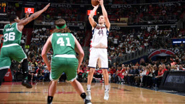 WASHINGTON, DC - MAY 7: Bojan Bogdanovic #44 of the Washington Wizards shoots the ball during the game against the Boston Celtics during Game Four of the Eastern Conference Semifinals of the 2017 NBA Playoffs on May 7, 2017 at Verizon Center in Washington, DC. NOTE TO USER: User expressly acknowledges and agrees that, by downloading and or using this Photograph, user is consenting to the terms and conditions of the Getty Images License Agreement. Mandatory Copyright Notice: Copyright 2017 NBAE (Photo by Brian Babineau/NBAE via Getty Images)