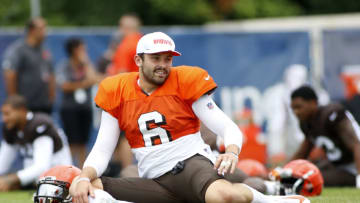 WESTFIELD, INDIANA - AUGUST 14: Baker Mayfield #6 of the Cleveland Browns warms up before the joint practice between the Cleveland Browns and the Indianapolis Colts at Grand Park on August 14, 2019 in Westfield, Indiana. (Photo by Justin Casterline/Getty Images)