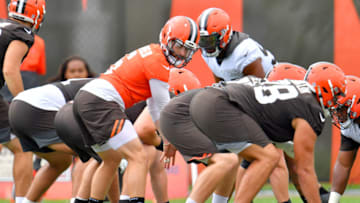 BEREA, OHIO - AUGUST 29: Quarterback Baker Mayfield #6 of the Cleveland Browns works out during training camp at the Browns training facility on August 29, 2020 in Berea, Ohio. (Photo by Jason Miller/Getty Images)