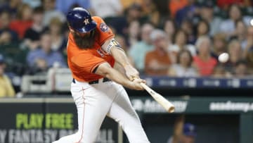 HOUSTON, TX - JULY 27: Evan Gattis #11 of the Houston Astros (Photo by Bob Levey/Getty Images)