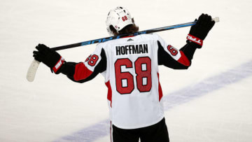 SUNRISE, FL - DECEMBER 23: Mike Hoffman #68 of the Ottawa Senators skates on the ice during a break in the action against the Florida Panthers at the BB&T Center on December 23, 2017 in Sunrise, Florida. (Photo by Eliot J. Schechter/NHLI via Getty Images)
