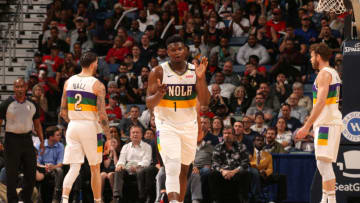 NEW ORLEANS, LA - FEBRUARY 11: Zion Williamson #1 of the New Orleans Pelicans: Copyright 2020 NBAE (Photo by Layne Murdoch Jr./NBAE via Getty Images)