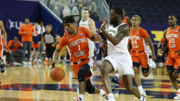ANN ARBOR, MICHIGAN - MARCH 02: Trent Frazier #1 of the Illinois Fighting Illini plays against the Michigan Wolverines at Crisler Arena on March 02, 2021 in Ann Arbor, Michigan. (Photo by Gregory Shamus/Getty Images)