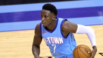HOUSTON, TEXAS - JANUARY 26: Victor Oladipo #7 of the Houston Rockets in action during a game against the Washington Wizards at Toyota Center on January 26, 2021 in Houston, Texas. NOTE TO USER: User expressly acknowledges and agrees that, by downloading and or using this photograph, User is consenting to the terms and conditions of the Getty Images License Agreement. (Photo by Carmen Mandato/Getty Images)