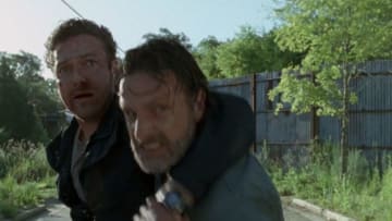 Ross Marquand as Aaron, Andrew Lincoln as Rick Grimes, The Walking Dead -- AMC