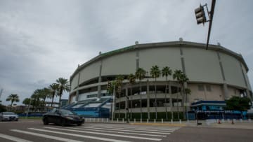 Aug 22, 2020; St. Petersburg, Florida, USA; A general view of the exterior of Tropicana Field before a game between the Toronto Blue Jays and Tampa Bay Rays. Mandatory Credit: Mary Holt-USA TODAY Sports