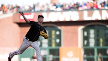 May 21, 2016; San Francisco, CA, USA; San Francisco Giants starting pitcher Matt Cain (18) pitches the ball against the Chicago Cubs during the sixth inning at AT&T Park. Mandatory Credit: Kelley L Cox-USA TODAY Sports