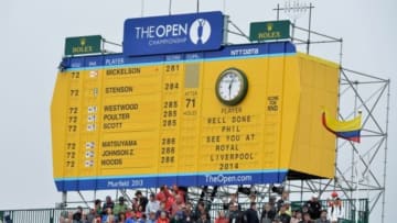 July 21, 2013; Gullane, United Kingdom; View of the leader board during the 2013 The Open Championship trophy at Muirfield Golf Club. Mandatory Credit: Leo Mason-USA TODAY Sports