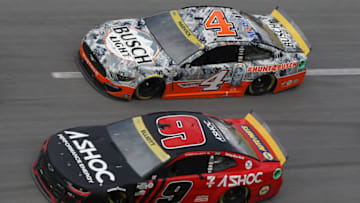 Chase Elliott, Hendrick Motorsports, and Kevin Harvick, Stewart-Haas Racing, NASCAR (Photo by Sean Gardner/Getty Images)