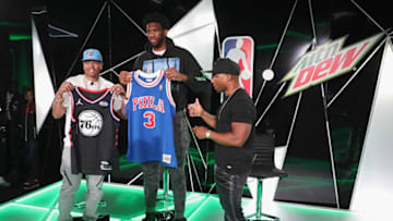 Allen Iverson, Joel Embiid | Philadelphia 76ers (Photo by Alexander Tamargo/Getty Images for MTN DEW ICE)