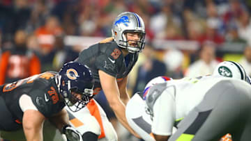 Jan 25, 2015; Phoenix, AZ, USA; Detroit Lions quarterback Matthew Stafford (9) during the 2015 Pro Bowl at University of Phoenix Stadium. Mandatory Credit: Mark J. Rebilas-USA TODAY Sports