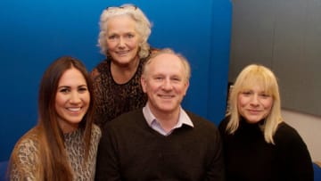The Fifth Doctor is reunited with Leela and the Graceless twins! (L to R) Ciara Janson, Louise Jameson, Peter Davison, Laura Doddington star in Doctor Who: Wicked Sisters.Image Courtesy Big Finish Productions