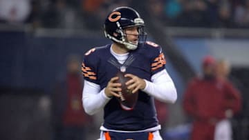 Dec 15, 2014; Chicago, IL, USA; Chicago Bears quarterback Jay Cutler (6) prepares to pass during the first quarter against the New Orleans Saints at Soldier Field. Mandatory Credit: Dennis Wierzbicki-USA TODAY Sports