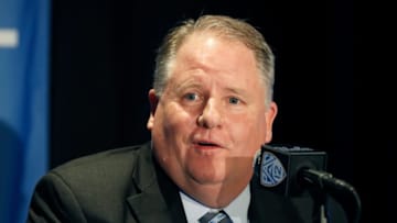 WESTWOOD, CA - NOVEMBER 27: Chip Kelly speaks to the media during a press conference after being introduced as UCLA's new Football Head Coach on November 27, 2017 in Westwood, California. (Photo by Josh Lefkowitz/Getty Images)