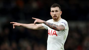LONDON, ENGLAND - FEBRUARY 05: Pierre-Emile Hojbjerg of Tottenham Hotspur reacts during the Emirates FA Cup Fourth Round match between Tottenham Hotspur and Brighton & Hove Albion at Tottenham Hotspur Stadium on February 05, 2022 in London, England. (Photo by Paul Harding/Getty Images)
