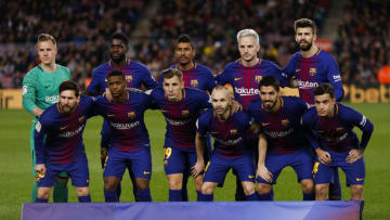 28th January 2018, Camp Nou, Barcelona, Spain; La Liga football, Barcelona versus Alaves; FC Barcelonateam line-up against Alaves (Photo by Eric Alonso/Action Plus via Getty Images)