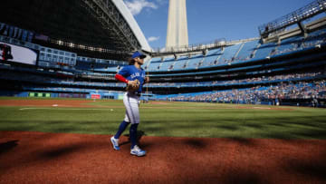 TORONTO, ON - SEPTEMBER 14: Bo Bichette #11 of the Toronto Blue Jays heads to the dugout at the start of their MLB game against the New York Yankees at Rogers Centre on September 14, 2019 in Toronto, Canada. (Photo by Cole Burston/Getty Images)