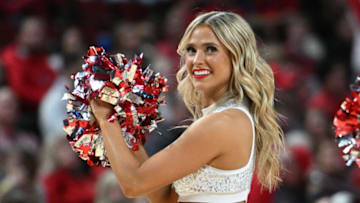A cheerleader for the Nebraska Cornhuskers performs during a break in the game against the Minnesota Golden Gophers second half at Pinnacle Bank Arena. (Steven Branscombe-USA TODAY Sports)