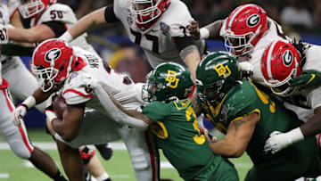 NEW ORLEANS, LOUISIANA - JANUARY 01: Running back Zamir White #3 of the Georgia Bulldogs runs the ball during the first quarter against Baylor Bears during the Allstate Sugar Bowl at Mercedes Benz Superdome on January 01, 2020 in New Orleans, Louisiana. (Photo by Marianna Massey/Getty Images)
