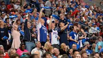 PHILADELPHIA, PA - May 5: Fans react during game between Boston Celtics and Philadelphia 76ers during Game Three of the Eastern Conference Semi Finals of the 2018 NBA Playoffs on May 5, 2018 in Philadelphia, Pennsylvania NOTE TO USER: User expressly acknowledges and agrees that, by downloading and/or using this Photograph, user is consenting to the terms and conditions of the Getty Images License Agreement. Mandatory Copyright Notice: Copyright 2018 NBAE (Photo by David Dow/NBAE via Getty Images)