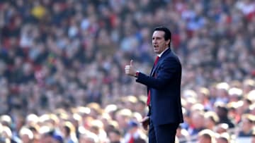 LONDON, ENGLAND - FEBRUARY 24: Unai Emery, Manager of Arsenal reacts during the Premier League match between Arsenal FC and Southampton FC at Emirates Stadium on February 23, 2019 in London, United Kingdom. (Photo by Richard Heathcote/Getty Images)